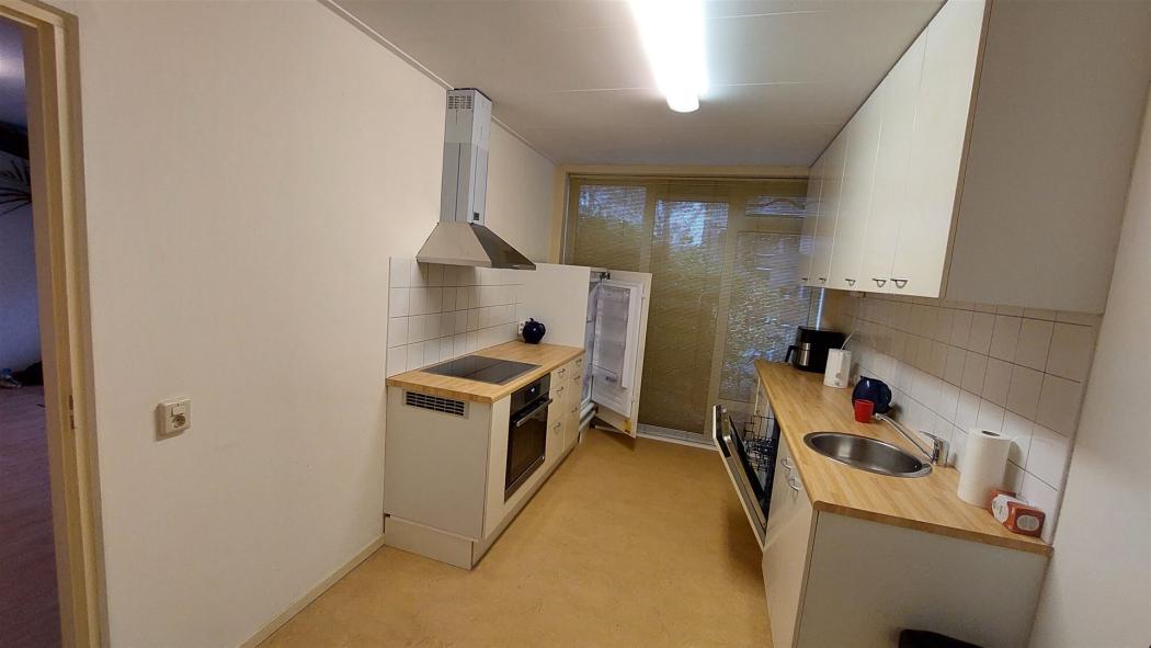 De keuken (bijna klaar), voorzien van alle gemakken, zoals afzuigkap, inductiekookplaat, elektr. oven, vaatwasser, koelkast met vriesvak, airfryer en veel, heel veel kastruimte.